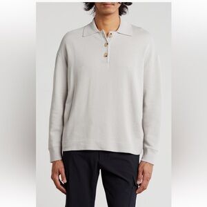 Vince Long Sleeve Cotton Rib Polo DOVE